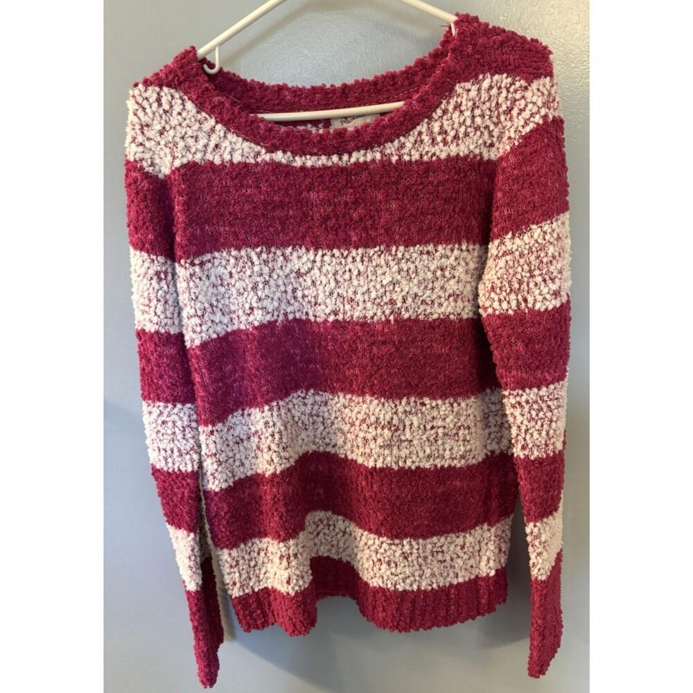 NWT Arizona Jean Co Pink & White Stripe Sweater Size M - Picture 1 of 6